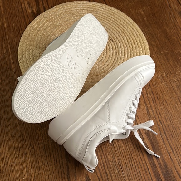 Zara leather Chunky Platform White Sneakers Size EU 42 - Picture 8 of 9